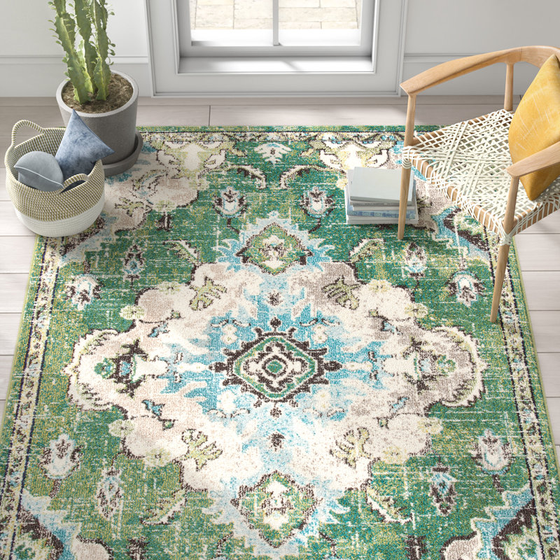 Shanna green oriental rug, Rectangle 5 pi 3 po x 7 pi 6 po