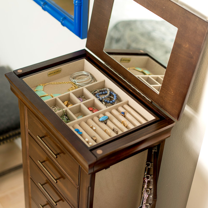 Standing Jewelry Cabinet Antique Jewelry Box With Mirror Jewelry