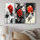 Hortensias monochromes avec décorations de pétales rouges I - Collection d'art mural hydrangées dorées 3 pièces