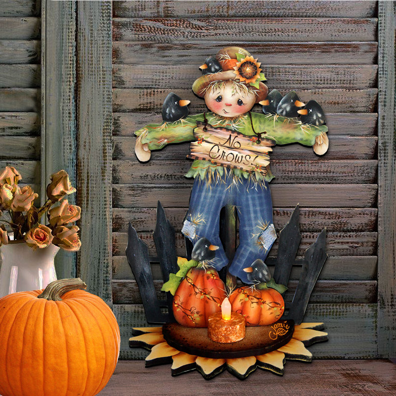Suspension de porte en bois figurine pas de épouvantail à suspendre crows
