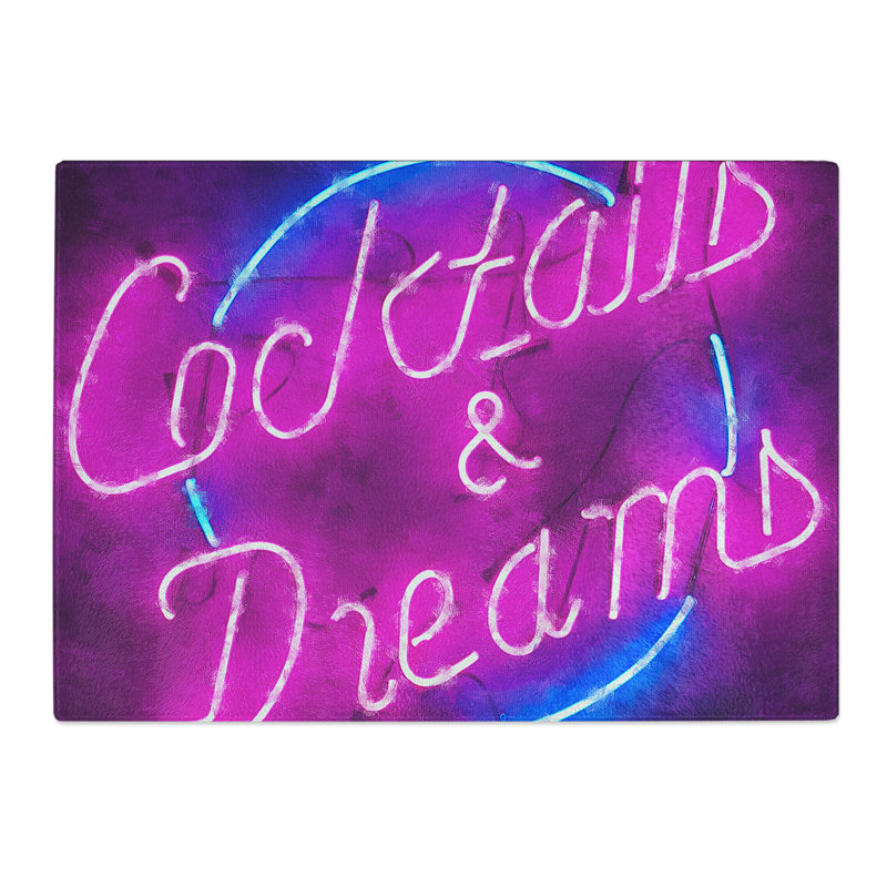 Cocktails and Dreams Sign Painting Chopping Board, 0.4cm H x 28.5cm W x 39cm L