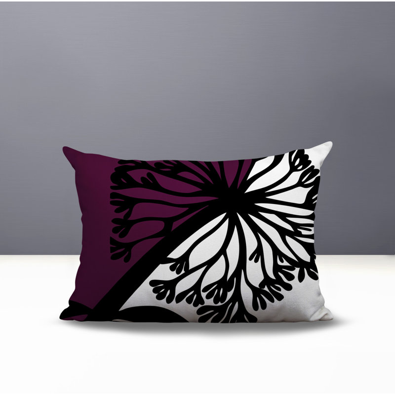 Oreiller rectangulaire réversible intérieur / extérieur Aldy, Rectangle H 14 po x l 20 po, Mauve