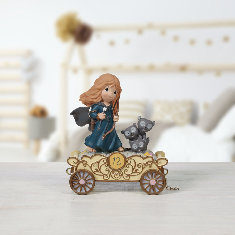 Merida Resin Figurine on Gold Cart with Bears, 4.25 inches