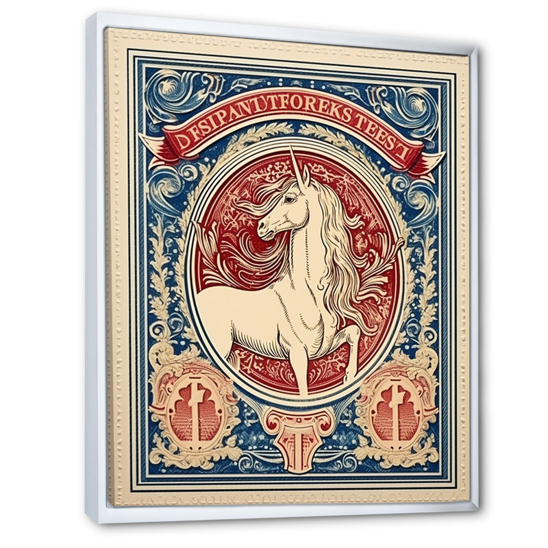 Timbre rétro, portrait de cheval I, H 20 po x l 12 po x P 1 po, Cadre flottant blanc