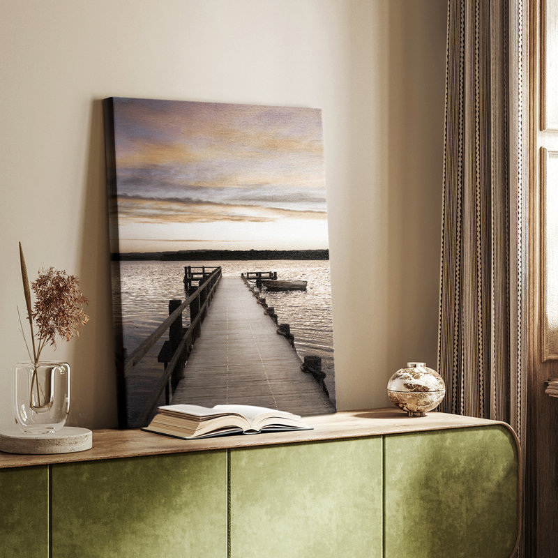 Coucher de soleil sur la jetée - galerie Cavas, H 60 po x l 40 po