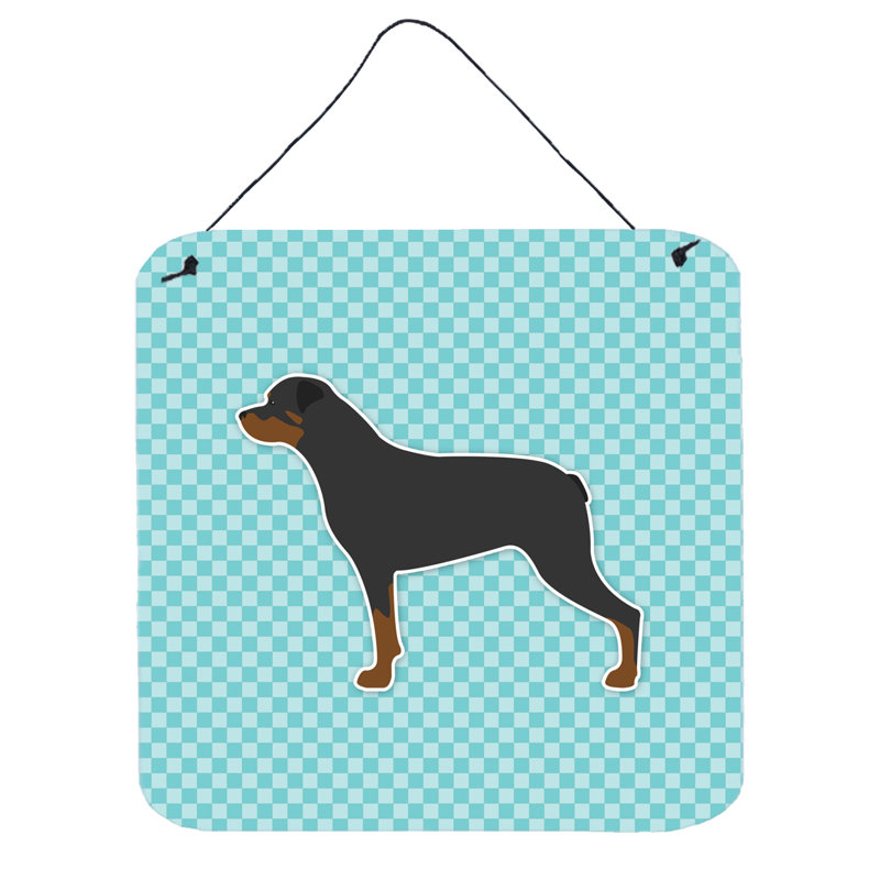Décoration murale damier rottweiler, Bleu