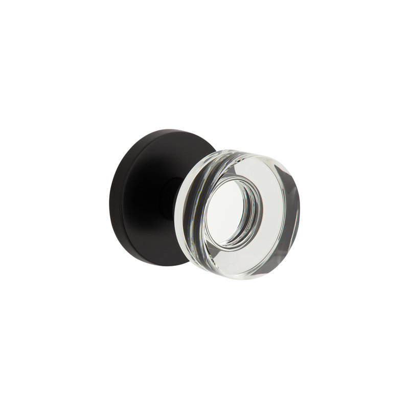 Rosette Viaggio Circolo (couloir et garde-robe) avec poignée en cristal Circolo, Noir satiné, 2.375"