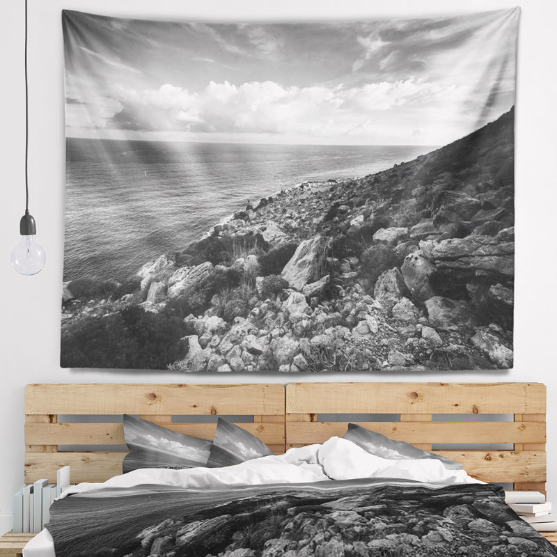 Tapisserie noire et blanche Sunrise Beach, H 32 po x l 39 po