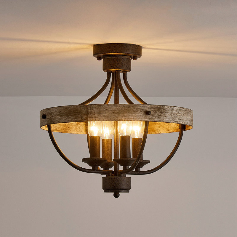 Plafonnier semi-encastré industriel 4 lumières Farmhouse