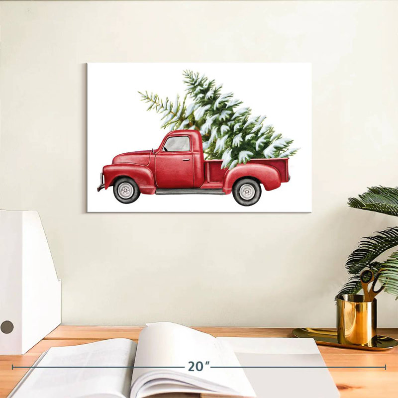 Camion de Noël rouge, H 8 po x l 12 po
