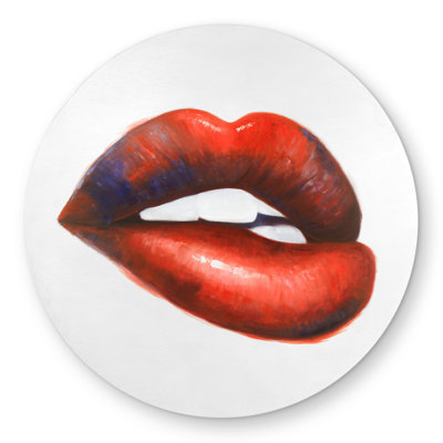 Beautiful Red Mouth - Romantic Round Outdoor Area Rug for Home