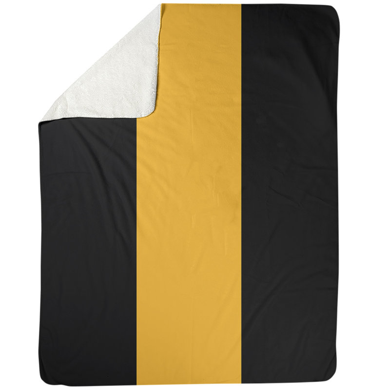 Quilted Throw Blanket, 50" x 60", Black/Yellow/Black, Coral Fleece