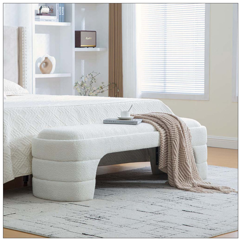 Banc de chambre rembourré sans accoudoirs de 64,96 po de largeur, White