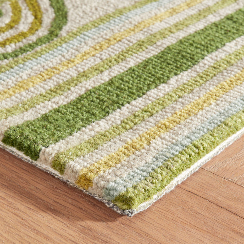 Button Olive Hand Micro Hooked Wool Rug, Rectangle 8'6" x 11'6"