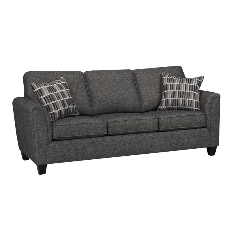 Upholstered 82 " Sofa, Charcoal Polyester