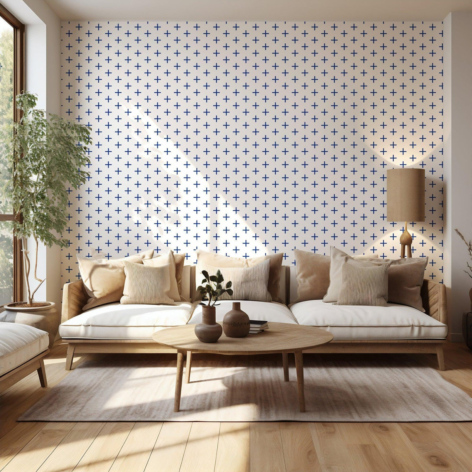 Mrs Paranjape Papers Mrs Paranjape Self-Adhesive Wallpaper, Yves Blue, Faux Grasscloth, Non-pasted