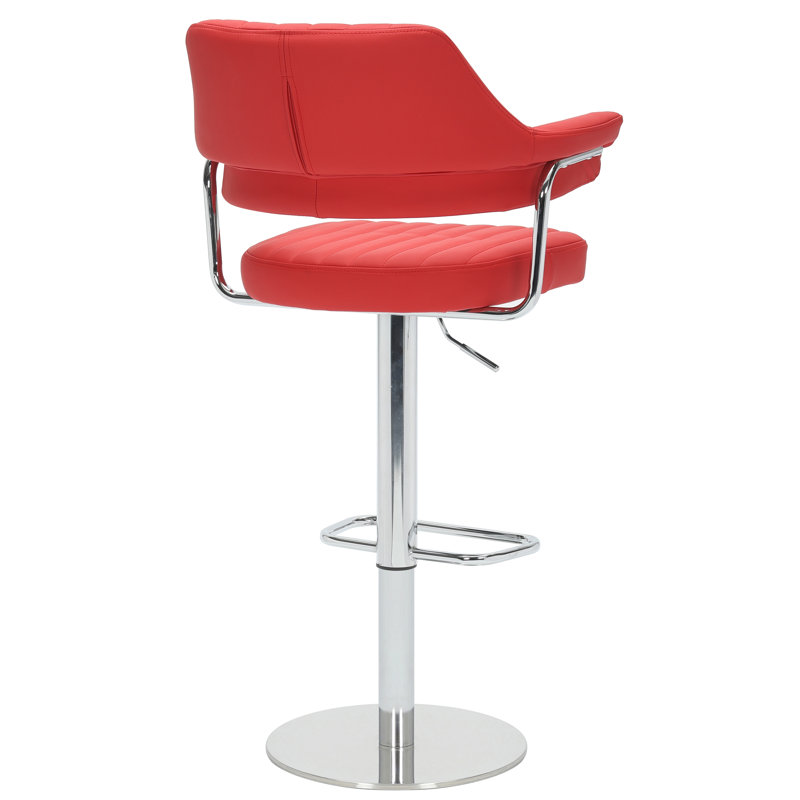 Swivel Upholstered Bar Stool, Red