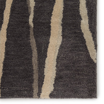 Pete Geometric Handmade Tufted Wool Gray/Cream Area Rug