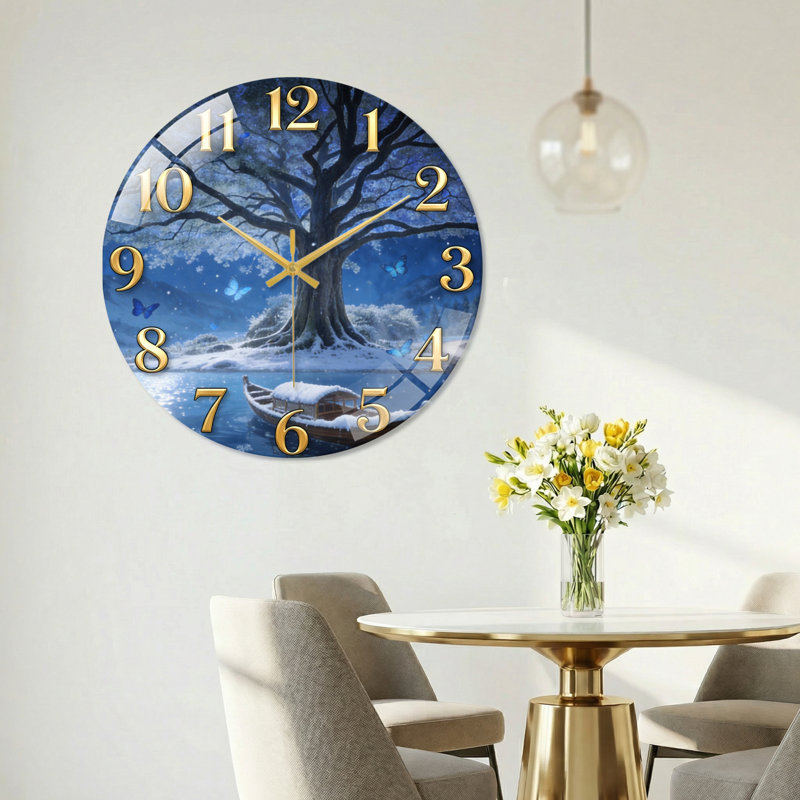 Horloge murale décorative en verre Winter Winter, 40 x 40 cm (15,7 x 15,7 pouces)