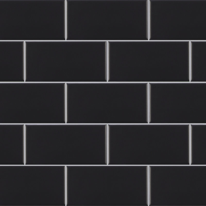 Guilford 3" x 6" Ceramic Subway Wall & Floor Tile, Matte Black