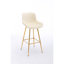 Lot de 2 tabourets de bar de 66 cm (26 po), en velours avec pieds et repose-pieds dorés, chaises couleur crème de 66 cm (26 po), tabouret de comptoir avec repose-pieds.