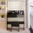 31" LED Mirror Vanity Table with Cushioned Stool, 3-Color Dimmable Lighting, Compact Black Makeup Desk