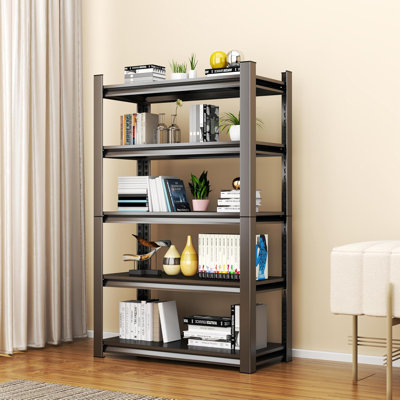 71.2" H×35.4" W Book Shelf, 5 Tier Metal Wide Bookshelf,Heavy Duty Book Shelfs, Adjustable Shelving Unit, Tall Bookcase, Industrial Bookshelf for Living Room, Bedroom, Officeand Library