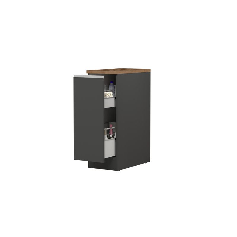Pameal Kitchen Pantry, Oak Wood/Gray