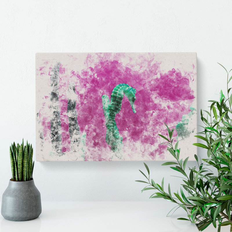Green Seahorse - Wrapped Canvas, 35cm H x 50cm W x 3cm D
