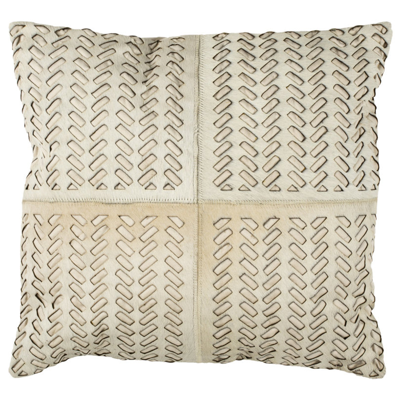 Geometric Cowhide Throw Pillow, 18" x 18"