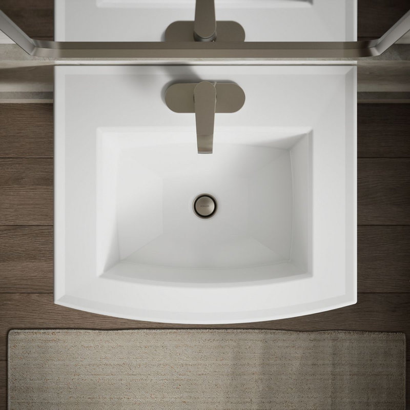 Archer 24" Rectangular Pedestal Bathroom Sink with Widespread Faucet Holes, White, 4" Centers