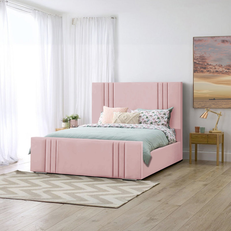 Adelpho Upholstered Bed, Double (4'6), Pink