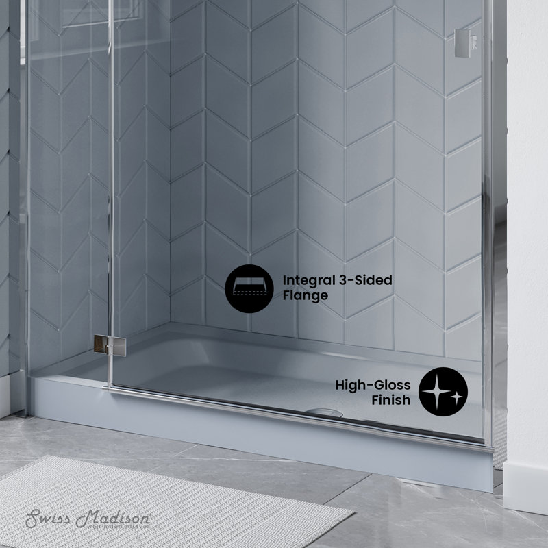Voltaire 60" x 30" Single-Threshold, Center Drain, Shower Base in Gray, Gray