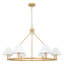 Lustre de style campagnard classique à 6 lumières avec abat-jour blanc
