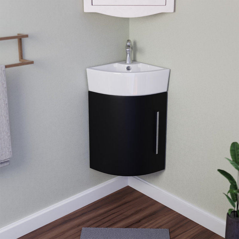 Coleraine 17" Corner Bathroom Vanity Sink Wall-Mounted Single Hole Faucet Sink Combo Set