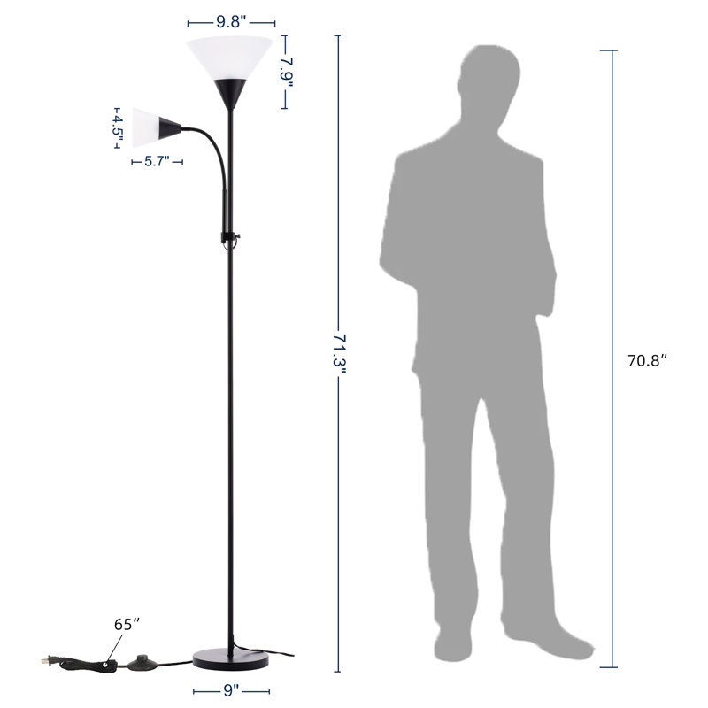 71.3'' Tochiere Floor Lamp with 2-Light for Living Room, Black