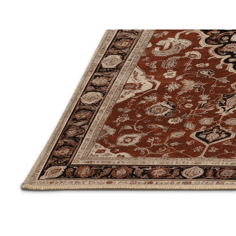 Machine Washable Persian Brown Area Rug, Runner 2' x 5'