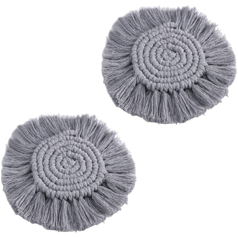 Sous-verre en macramé, gris
