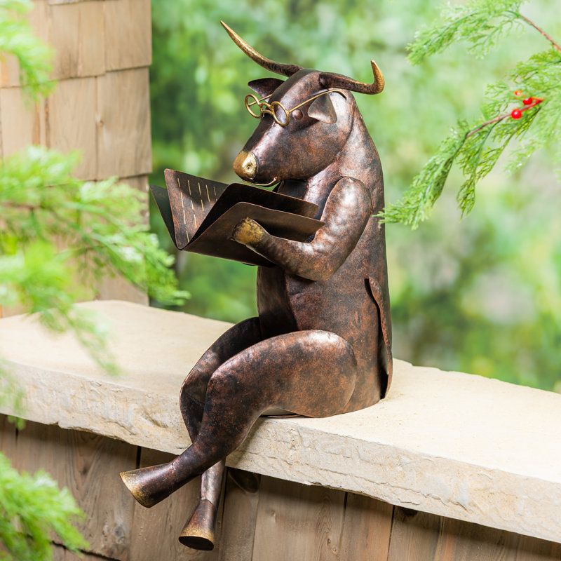 Vache lisant un livre statue de jardin