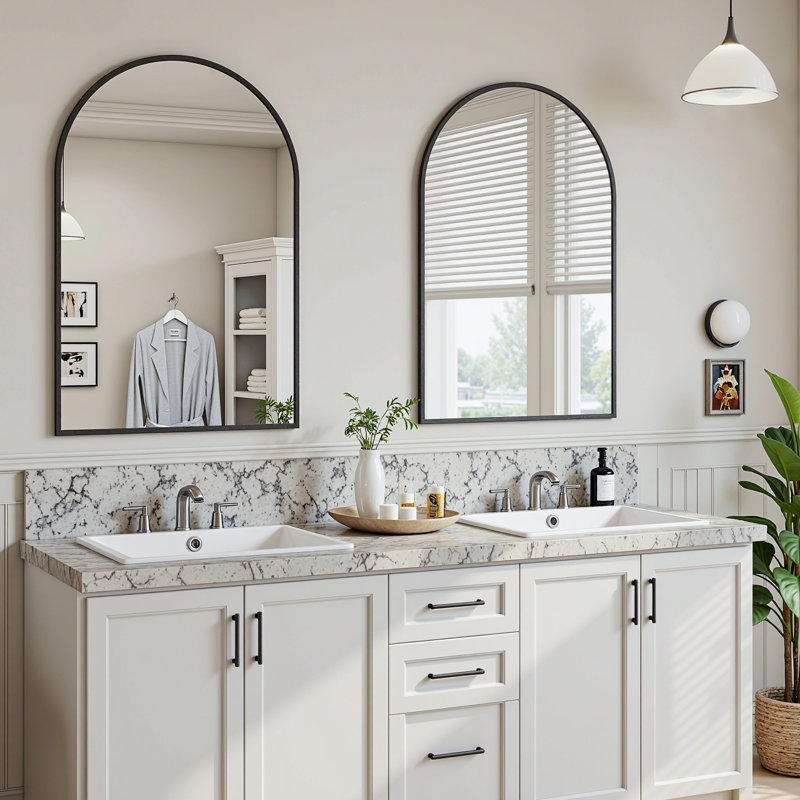 Ensemble de 2 miroirs de salle de bain faciles à installer, 36 po x 24 po