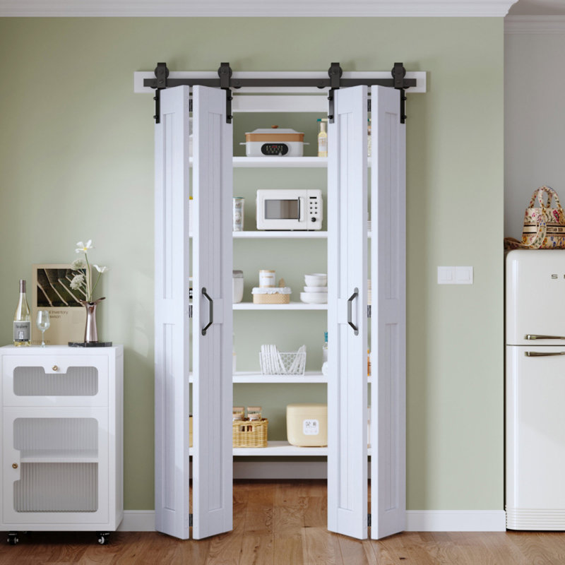 Porte pliante à panneaux en bois manufacturé avec quincaillerie d'installation, 96 po x 84 po, 4