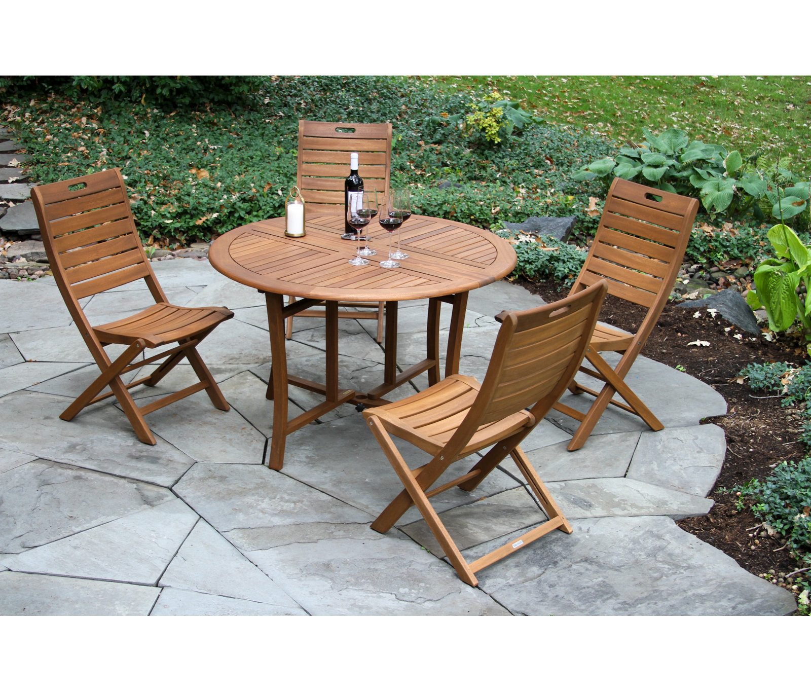 Kinsler 48" Eucalyptus Patio Dining Set, 30" H x 48" W x 48" D