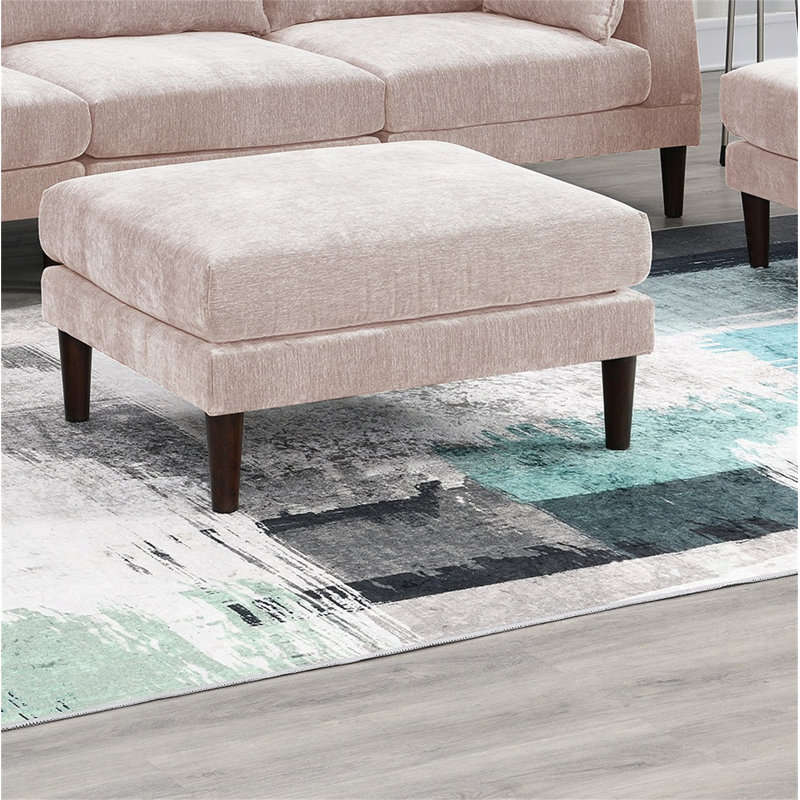 Beautiful 5Pcs Modular Sectional Set 2X One Arm Chairs 2X Armless Chair 1X Ottoman Living Room Furniture Blush Pink Morgan Fabric
