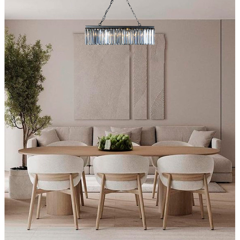 Lustre noir 5 lumières avec cristaux transparents