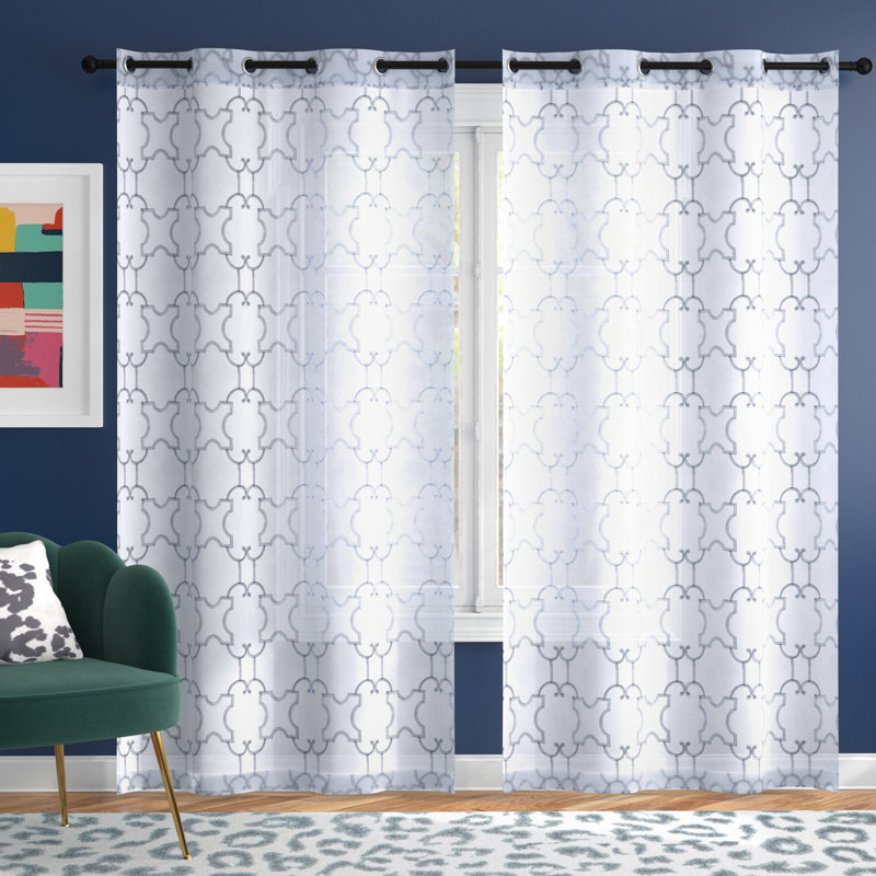 Paire de rideaux transparents avec œillets Katia, gris