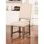 2 chaises de salle à manger en tissu beige avec garniture cloutée, bois massif pour un espace chic