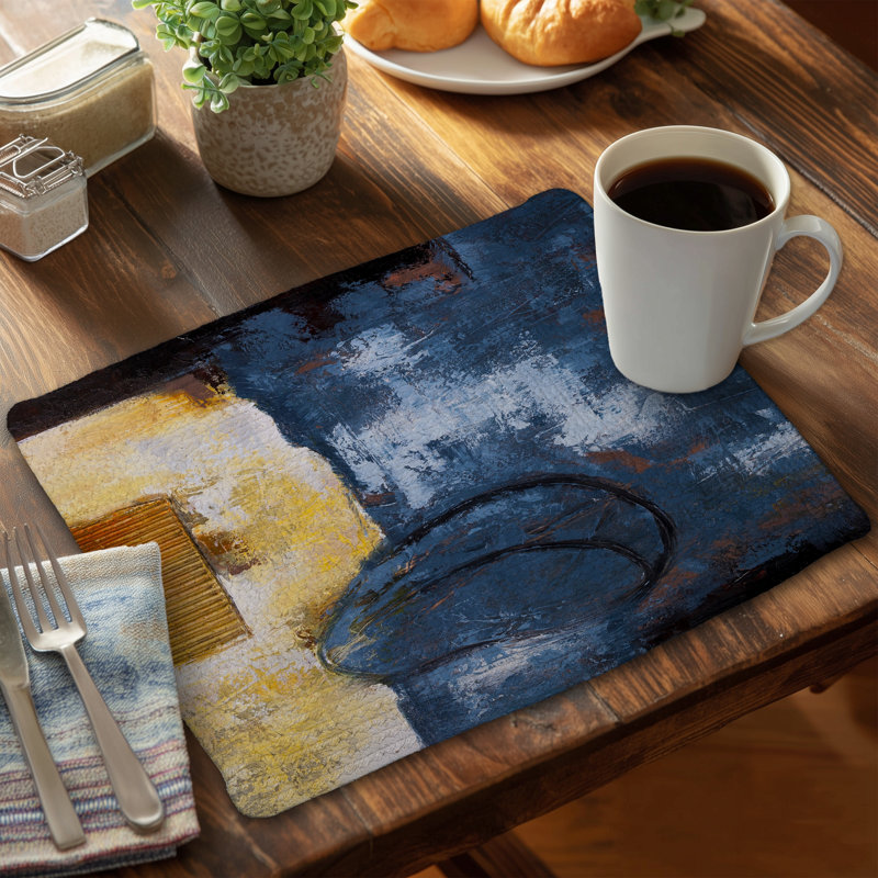 Abstract Art Blue Bedroom Braided Polyester Placemat - Home Decor