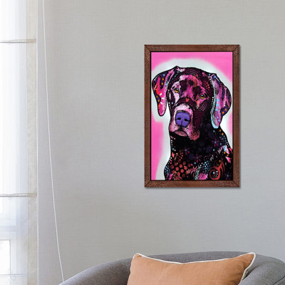 Black Lab by Dean Russo - Floater Frame Print on Canvas
