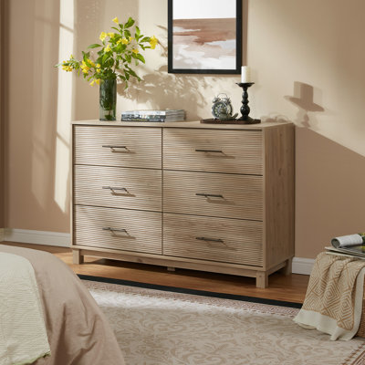 6 - Drawer Dresser & Chest Wide Chest of Drawers Storage Organizer Unit Bedroom Dresser  Commode