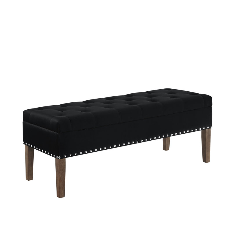 Bench With Large Storage Capacity - Soft Velvet Fabric, Strong Wooden Structure 48L X 18W 18.5H Effortless Setup Trait For Home Comfortable Seating, Build, Holds Various Objects 48"L X 18"W 18.5"H